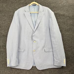 Ralph Lauren LRL Mens Linen Blazer Size 50L Light Blue 2-Button Sport Coat